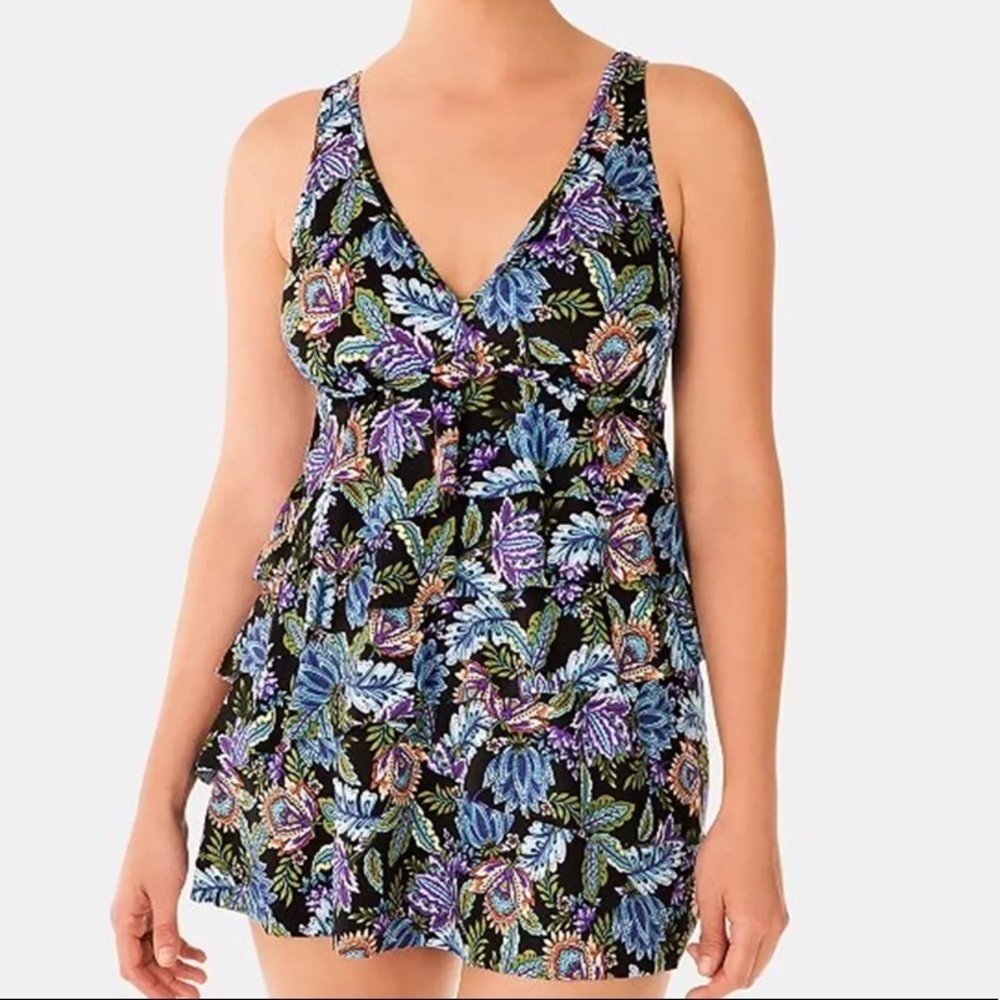 SWIM Solutions Slimming Ruffle One Piece Swimdress - Picture 1 of 5